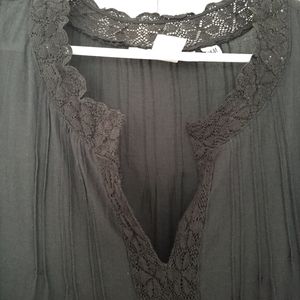 H&M Embroidered Black Dress